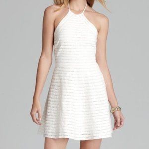 Parker Karmen Lace Trim Silk Dress in Off-White Cream Size S